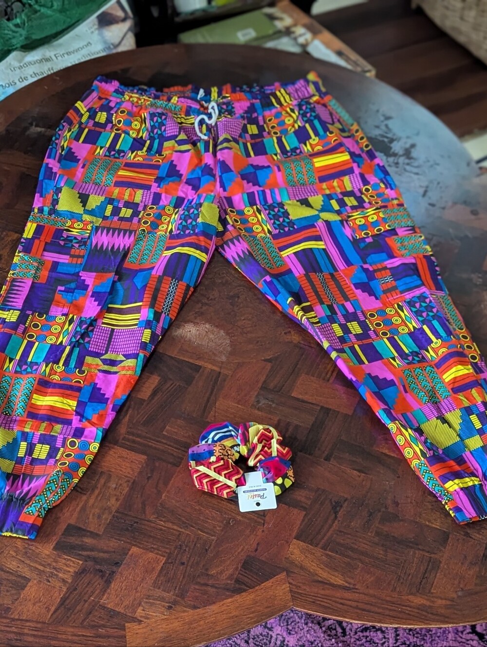 Vibrant Multi-Color Men's Jogger Pants From Zimbabwe Size L